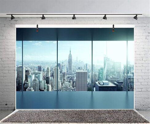 AOFOTO 10x7ft Business Office Sash Window Backdrop French Window Photography Background Casement Work Modern City Building New York Skyscraper Photo Studio Props Success Job Woman Man Vinyl Wallpaper in Saudi Arabia