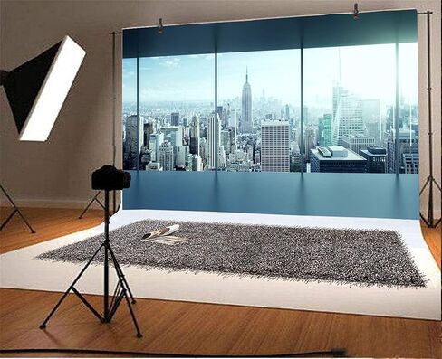 AOFOTO 10x7ft Business Office Sash Window Backdrop French Window Photography Background Casement Work Modern City Building New York Skyscraper Photo Studio Props Success Job Woman Man Vinyl Wallpaper in Saudi Arabia