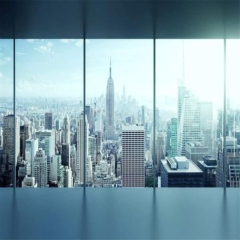 AOFOTO 10x7ft Business Office Sash Window Backdrop French Window Photography Background Casement Work Modern City Building New York Skyscraper Photo Studio Props Success Job Woman Man Vinyl Wallpaper in Saudi Arabia