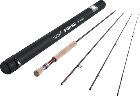 Goture Fly Fishing Rod، 9ft 4-Piece Fly Rod مع حقيبة حمل المياه العذبة المالحة، 30+36T من ألياف الكربون Fly Rod، قضيب صيد محمول للسفر لصيد سمك السلمون المرقط، 9FT 7WT in Kuwait