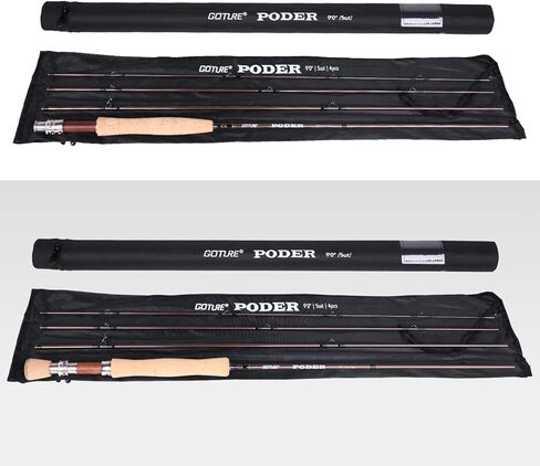 Goture Fly Fishing Rod، 9ft 4-Piece Fly Rod مع حقيبة حمل المياه العذبة المالحة، 30+36T من ألياف الكربون Fly Rod، قضيب صيد محمول للسفر لصيد سمك السلمون المرقط، 9FT 7WT in Kuwait