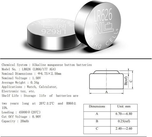 LR626 LR66 AG4 SR66 377 177 376 SR626 626A ساعة خلية زر 1.5 فولت بطارية (40 قطعة) in Kuwait
