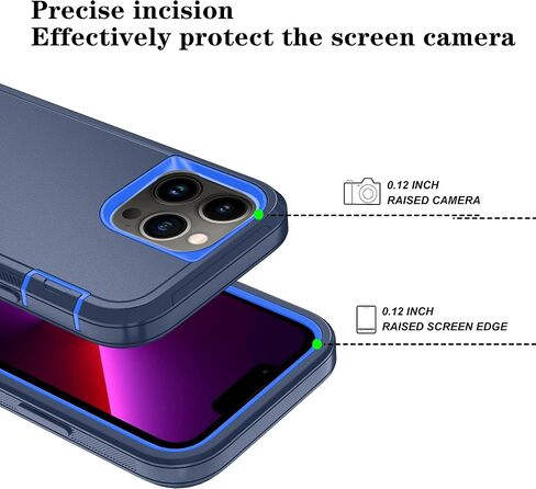 Phone Case for iPhone 13 Pro Max Case with HD Screen Protector, Heavy Duty Shockproof & DustProof & Dropproof 3-Layer Cover Phone Case for iPhone 13 Pro Max (6.7'') (PurpleSkyBlue) in Saudi Arabia