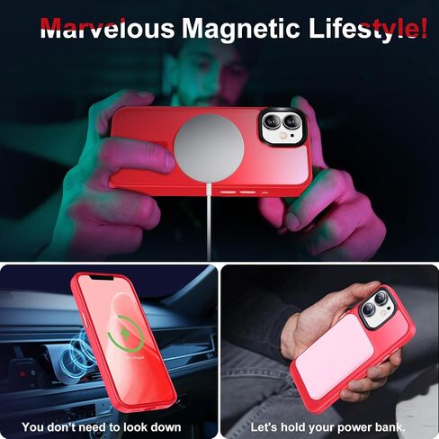 حافظة مغناطيسية مطورة لهاتف iPhone 12/iPhone 12 Pro، [متوافقة مع Magsafe وحماية من الدرجة العسكرية] حافظة هاتف نحيفة شفافة غير لامعة لهاتف iPhone 12/12 Pro 6.1 بوصة، وردي in Saudi Arabia
