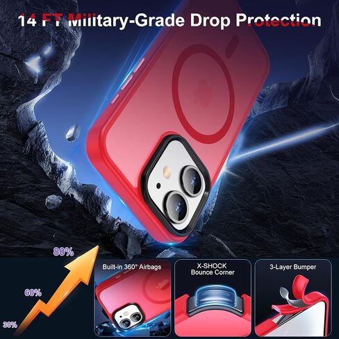 حافظة مغناطيسية مطورة لهاتف iPhone 12/iPhone 12 Pro، [متوافقة مع Magsafe وحماية من الدرجة العسكرية] حافظة هاتف نحيفة شفافة غير لامعة لهاتف iPhone 12/12 Pro 6.1 بوصة، وردي in Saudi Arabia