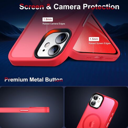 حافظة مغناطيسية مطورة لهاتف iPhone 12/iPhone 12 Pro، [متوافقة مع Magsafe وحماية من الدرجة العسكرية] حافظة هاتف نحيفة شفافة غير لامعة لهاتف iPhone 12/12 Pro 6.1 بوصة، وردي in Saudi Arabia