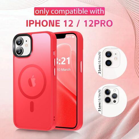 حافظة مغناطيسية مطورة لهاتف iPhone 12/iPhone 12 Pro، [متوافقة مع Magsafe وحماية من الدرجة العسكرية] حافظة هاتف نحيفة شفافة غير لامعة لهاتف iPhone 12/12 Pro 6.1 بوصة، وردي in Saudi Arabia