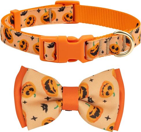 azuza Christmas Dog Collar Santa Print Xmas Dog Collar with Removable Glitter Antler Bowtie, Adjustable Dog Collar Accessories for Large Dogs in Kuwait