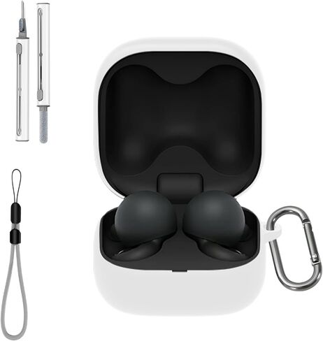 for Sony LinkBuds Open WF-L910 Case Cover with Cleaner Kit, Soft Skin Silicone Case Cover with Keychain and Lanyard，Full Protective Case for Men and Women-Black in Kuwait