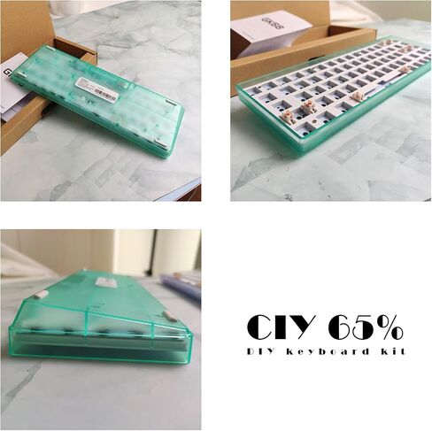 CIY GK68 Dual Mode Wireless Hotswap Tester Keyboard Kit, DIY 65%, Bluetooth 5.0/2.4G Wireless, Replaceable MX Switch 5Pin/3Pin, ABS Shell,Metal Positioning Plate,Sound Insulation Mat(Green Hyaline) in Saudi Arabia