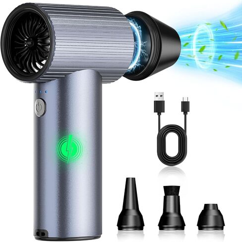300000RPM Upgraded Metal Electric Air Duster - Jet Dry Mini Blower with 3 Adjustable Speeds - Rechargeable Cordless Air Blower for Keyboard,Car,Home & Outdoor Dust/Snow Removal -Compact & Lightweight in Saudi Arabia