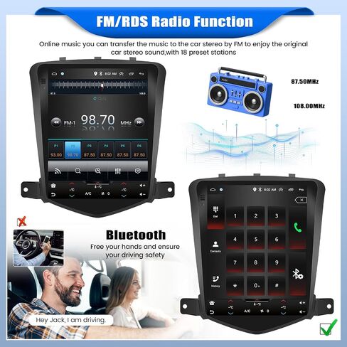 [2+64G]Android 13 Car Stereo for Chevrolet Chevy Cruze J300 2009-2014 with Wireless Carplay&Android Auto,9.7 Inch Touch Screen Car Radio with Bluetooth FM/RDS Radio WiFi GPS Dual USB+AHD Backup Camera in Saudi Arabia