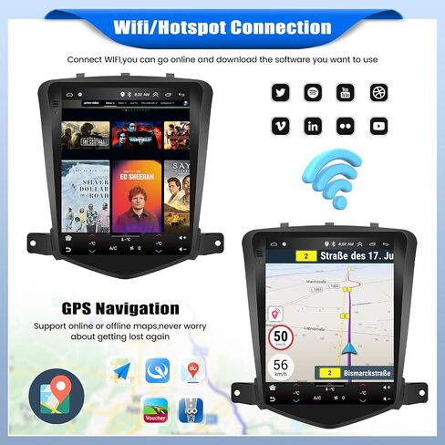 [2+64G]Android 13 Car Stereo for Chevrolet Chevy Cruze J300 2009-2014 with Wireless Carplay&Android Auto,9.7 Inch Touch Screen Car Radio with Bluetooth FM/RDS Radio WiFi GPS Dual USB+AHD Backup Camera in Saudi Arabia