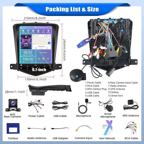[2+64G]Android 13 Car Stereo for Chevrolet Chevy Cruze J300 2009-2014 with Wireless Carplay&Android Auto,9.7 Inch Touch Screen Car Radio with Bluetooth FM/RDS Radio WiFi GPS Dual USB+AHD Backup Camera in Saudi Arabia