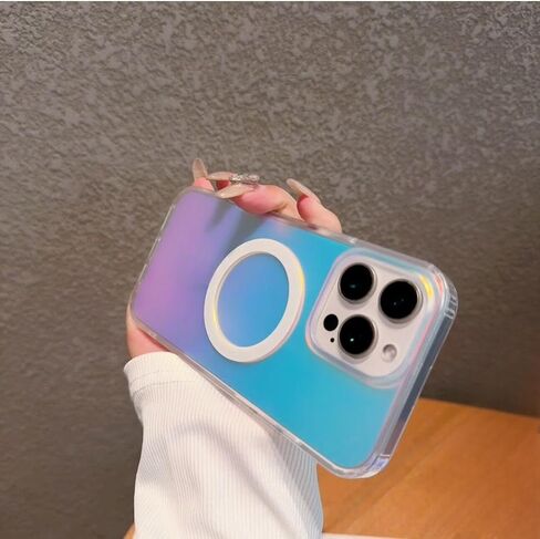 Magnetic for iPhone 17 Case Women Girls,[Compatible with MagSafe] [Holographic Iridescent Color Changing Effect] Fashion Slim Cute and Unique Matt Protective Phone Cover in Kuwait