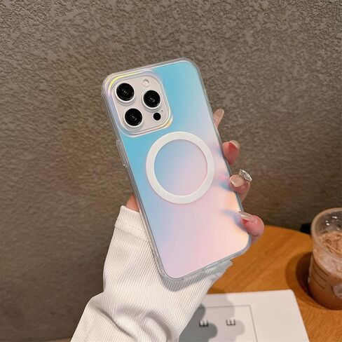 Magnetic for iPhone 17 Case Women Girls,[Compatible with MagSafe] [Holographic Iridescent Color Changing Effect] Fashion Slim Cute and Unique Matt Protective Phone Cover in Kuwait