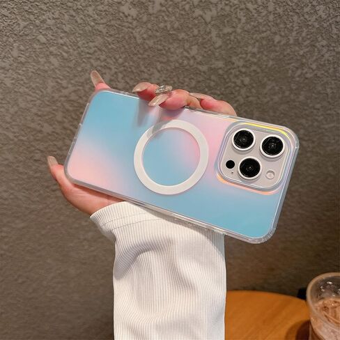 Magnetic for iPhone 17 Case Women Girls,[Compatible with MagSafe] [Holographic Iridescent Color Changing Effect] Fashion Slim Cute and Unique Matt Protective Phone Cover in Kuwait