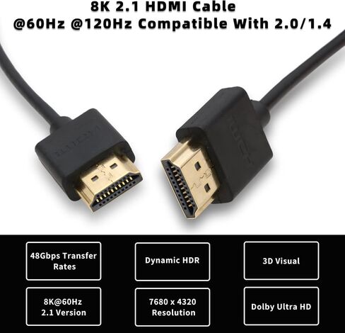 SZRMCC HDMI Cable 8K 2.1 High Speed HDMI Left Angle to HDMI Right Angle Coiled Braided Ethernet Cable for Z Cam E2 Portkeys BM5 Atomos Shinobi Ninjav V Monitor Sony Canon Camera in Kuwait