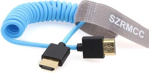 SZRMCC HDMI Cable 8K 2.1 High Speed HDMI Left Angle to HDMI Right Angle Coiled Braided Ethernet Cable for Z Cam E2 Portkeys BM5 Atomos Shinobi Ninjav V Monitor Sony Canon Camera in Kuwait