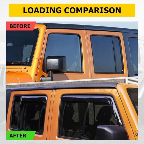 واقيات المطر للنافذة من AUXMART لسيارة Jeep Wrangler JL/Gladiator JT 2018 2019 2020 2021 4 أبواب، منحرف النافذة الجانبية داخل القناة، أقنعة تهوية النافذة (ليس لـ JK، 4 قطع) in Kuwait