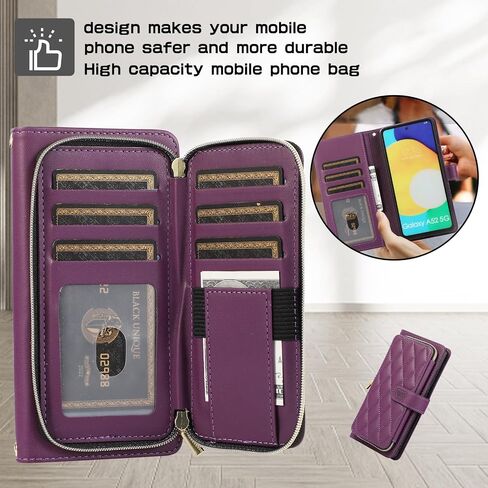 Wallet Case for Samsung Galaxy A54 5G with Detachable Wrist Strap 9+ Card Slots Zipper Purse, Luxury PU Leather Stand Full Body Cell Phone Cover for A 54 54A SM A546U 2023 Women Girls Rose Gold in Saudi Arabia