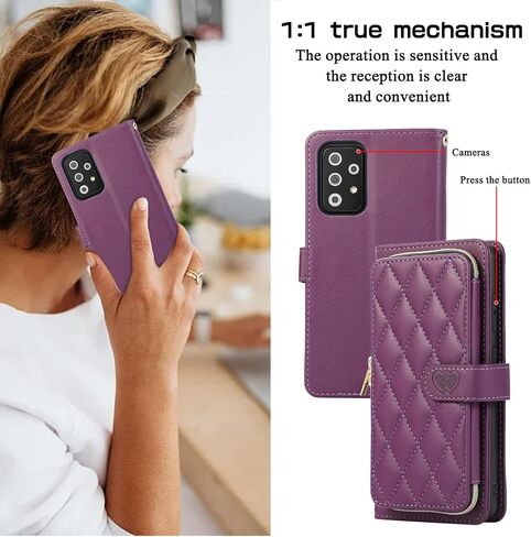Wallet Case for Samsung Galaxy A54 5G with Detachable Wrist Strap 9+ Card Slots Zipper Purse, Luxury PU Leather Stand Full Body Cell Phone Cover for A 54 54A SM A546U 2023 Women Girls Rose Gold in Saudi Arabia