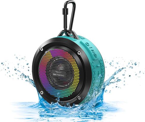 Shower Speaker, Certified IPX7 Waterproof,Portable Bluetooth Speaker with Suction Cup,Hook,Light, Stocking Stuffers, Premium Mini Outdoor Wireless Speaker, Ideal Gift for Christmas (Blue) in Kuwait
