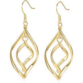 18K Gold Plated Sterling Silver Post Disc Statement Dangle Earrings for Women, Gold Round Dangling Drop Earrings Hypoallergenic Jewelry Gift