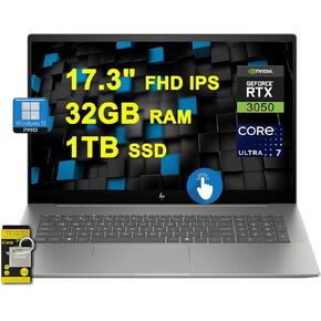 HP Envy 17 Creator AI PC Laptop 17.3" FHD Touch (100% sRGB) Intel 12-Core Ultra 7 155U (>i7-1335U) 64GB RAM 4TB SSD GeForce RTX 3050 Backlit Thunderbolt Privacy Camera Poly Sound Win11 w/ICP Accessory