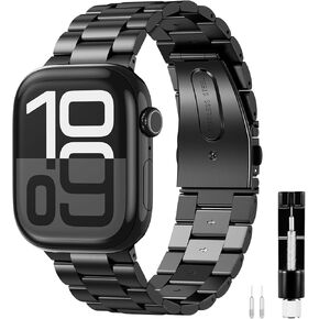 Fintie Metal Band Compatible with Apple Watch 49mm 46mm 45mm 44mm 42mm 41mm 40mm 38mm, Solid Business Stainless Steel Strap iWatch Bands Ultra 2, SE, Ultra Series 10 9 8 7 6 5 4 3 2 1