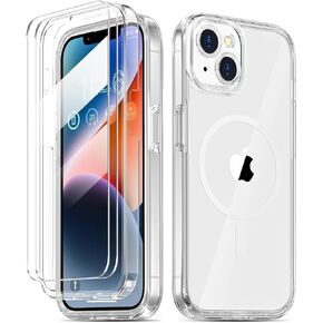 COOLQO Compatible for iPhone 12 Mini Case with Tempered Glass Screen Protector, Hard PC and Soft TPU, Military Grade Protection, Shockproof Protective Phone Case Cover for iPhone 12 Mini, Clear