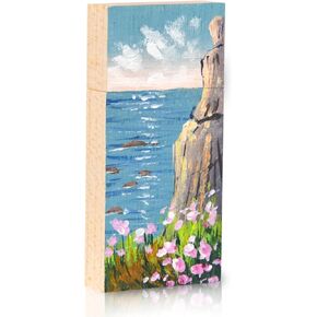Manual Oil Painting USB 2.0 Flash Drive 16GB Data Storage Memory Stick Cliff Paint Wooden Thumb Drive Small Size - 1.10x0.35x2.36inch