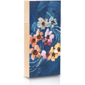 Manual Oil Painting USB 2.0 Flash Drive 16GB Data Storage Memory Stick Flowers in Water Paint Wooden Thumb Drive Small Size - 1.10x0.35x2.36inch