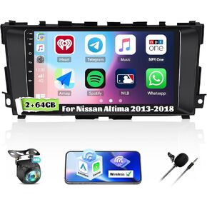 2+64G Android 13 Car Stereo for Nissan Altima 2013-2018 with Wireless CarPlay Android Auto, 9" Touchscreen Radio with GPS WiFi Mirror Link Bluetooth FM RDS EQ SWC + Backup Camera in Kuwait