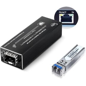 Mini Gigabit Fiber Media Transceiver SFP Ethernet with 1310/1550nm Single Mode Single Fiber Media (SMSF),up to 20km Converter 10/100/1000Base Tx to 100/1000Base FX to Fiber Converter