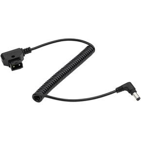 Accsoon D-Tap to DC Cable Right Angle Power Cable Charge for Accsoon CineView SE/HE/Quad, 5.5x2.1mm, Flexible Coiled Cable(40-120cm)-Black