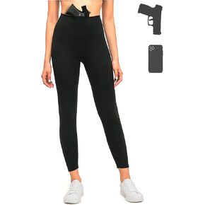 Lilcreek Women's Concealed Carry Leggings Gun Holster with Side Pockets,Concealment Compression Universal Yoga Pants