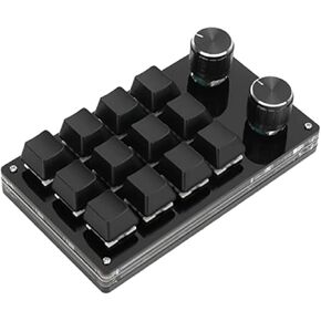 One Handed Programmable Mechanical Keyboard, 12 Keys RGB Programmable Macro Keyboard with Knob,Multifunctional Mechanical Gaming Keypad Function Keypad for Win (Black)