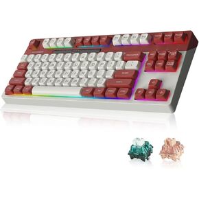 NightSmoker Gaming Keyboard Mechanical, Tenkeyless Hot Swappable Gasket-Mounted, Wireless Bluetooth 5.0/2.4Ghz /USB-C, 4000mAh Battery for Win/Mac PC, MO V2 Green Switches