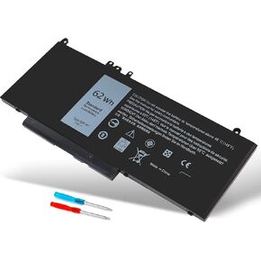6MT4T 7V69Y E5470 E5570 Battery Compatible with Dell Latitude E5470 E5570 E5270 5470 5570 Precision 3510 M3510 62Wh, 79VRK 079VRK TXF9M 0TXF9M HK6DV 0HK6DV 07V69Y 535NC 15 14 7.6V 62Whr 4-Cell