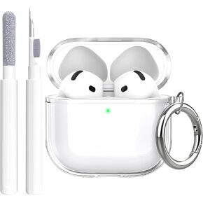 Compatible with Airpods 4 Case Clear 2024,Shockproof Clear Case for Airpods 4th Generation Case Cover,Full Protective Soft Transparent TPU Case for Airpod 4 Cover with Keychain-Clear