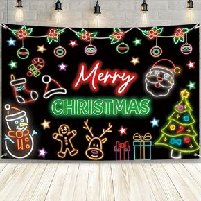 MEHOFOND 7x5ft Merry Friendsmas Backdrop Banner Green Christmas Friendsmas Party Decorations Background Winter Christmas Friends Party Christmas Tree Snowman Cake Table Supplies Photo Booth Props