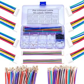 XH2.54 to PH2.0 JST Connector Kit and Pre-Crimped 22AWG Cable,Compatible with JST-XH 2.54mm & JST-PH 2.0mm Cable Connector 2/3/4/5/6/7/8/9/10Pin 16cm Wire (XH-to-PH)
