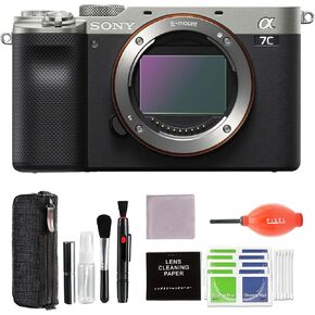 Sony Alpha a7C Mirrorless Camera Body (Silver) Bundle with Pixel Advanced Accessories Blower, Cleaning Kit. | Sony a7C