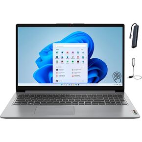 Lenovo IdeaPad 1i 15.6" FHD Touchscreen Laptop, Intel Core i3-1215U, 16GB RAM, 256GB SSD, Media Card Reader, Windows 11 Home, Cloud Gray with Accessories