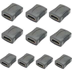10 Pack DSY HDMI Female to HDMI Female Coupler Adapter HDMI Extender HDMI Adapter, Black, 29 * 22 * 12 mm