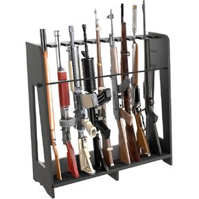 Gun Storage Racks Indoor - Freestanding Floor Wooden Rifle Standing Rack, Vertical Shotgun Storage Solutions and Gun Room Display Stand, 9 Slots Adjustable Height for up to 9 Long Guns