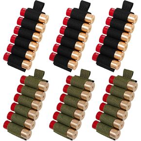 6 Packs 6 Rounds Shell Card Holder, Shell Holder with Adhesive Back Sticker, Molle Shotgun Cartridge Card for Buttstock, 12 Gauge Ammo CarrierBlack&Green