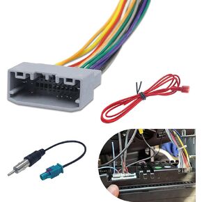 Pack-3 Car Audio DVD Modified Power Wiring Harness, Standard Stereo Connector with Antenna Adapter, Waterproof Plug and Play Parts, Compatible with Jeep Guide Wrangler Dodge (Multicolored)