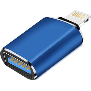 Lightning to USB Camera Adapter, Apple MFi Certified USB OTG Cable Converter for iPhone 14 13 12 11 Pro Max XS XR X 8 iPad, Support Connect Camera, Card Reader, USB Flash Drive, MIDI Keyboard (Blue)